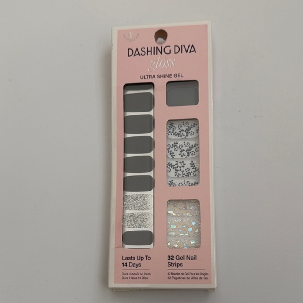 Dashing Diva nwt Gloss Ultra Shine Gel Nail Strips - Gray and Silver